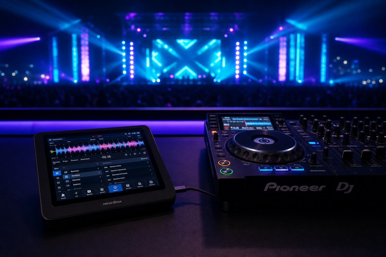 Clean DJ booth with NeoDeck at Pulse Festival