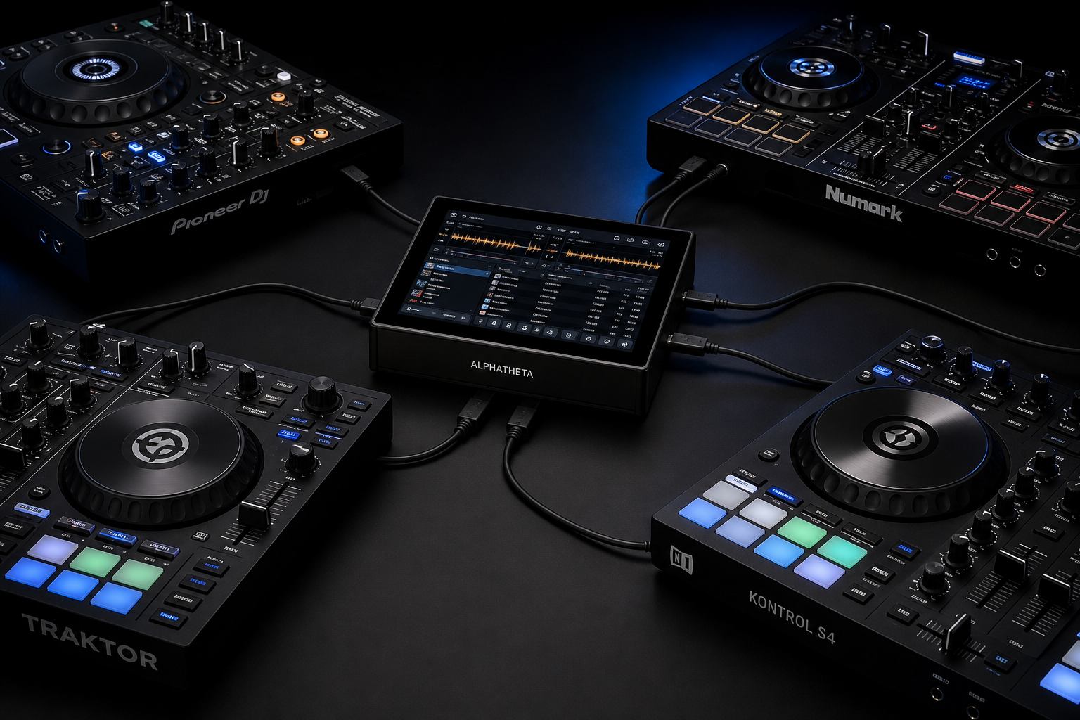 Multiple DJ controllers connected to NeoDeck
